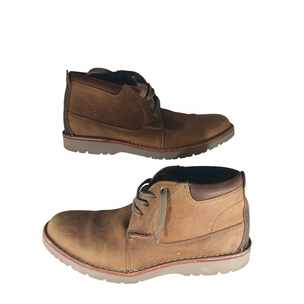 Clarks Vargo Mid 9 Dark Tan Leather Chukka Boots Rugged Casual Workwear